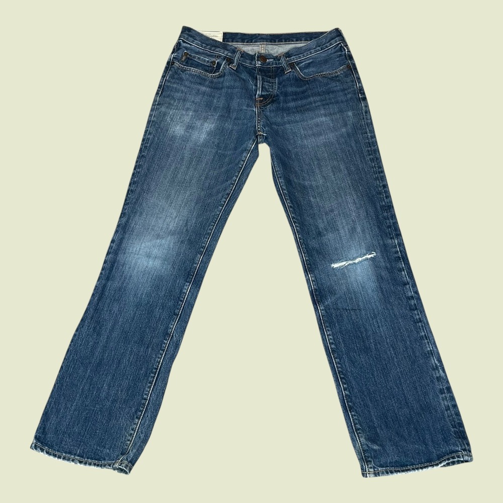 Y2K Abercrombie & Fitch Classic Straight Jeans Mens 31x30 Distressed Button‎ Fly